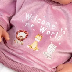 Llorens: Tina, păpușă nou-născută de 43 cm, cu pernuță și căciuliță roz imaginea 3