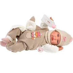 Llorens: Tina, păpușă nou-născută de 44 cm, cu sunete, îmbrăcată într-un costum cu vulpiță imaginea 2
