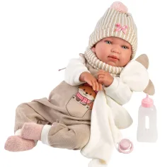 Llorens: Tina, păpușă nou-născută de 44 cm, cu sunete, îmbrăcată într-un costum cu vulpiță imaginea 3