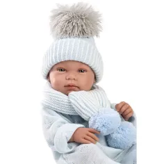Llorens: Tino 43cm băiețel nou-născut cu pătură albastră, suzetă și 3 bucăți de haine diferite imaginea 4