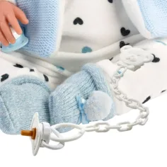 Llorens: Tino 44cm păpușă cu funcție de plâns în vestă albastră imaginea 2