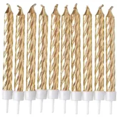 Lumânare auriu set de 10 bucăţi imaginea 2