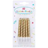 Lumânare auriu set de 10 bucăţi