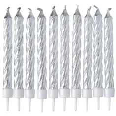 Lumânare de culoare argintiu set de 10 bucăţi imaginea 2