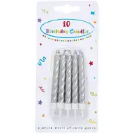Lumânare de culoare argintiu set de 10 bucăţi