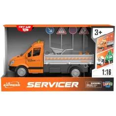 Luna: Camion de întreținere a drumurilor cu lumini, sunete și semne de circulație 1/16 imaginea 1