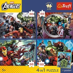 Marvel Răzbunătorii - 4 x 88 bucăți Premium Plus Kids puzzle - Trefl imaginea 2