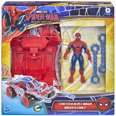 Marvel Spider-Man ActionVerse: figurină Spider-Man cu mașină și proiectile de pânză de păianjen extensibile - Hasbro