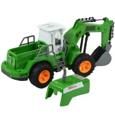 Mașină de lucru cu telecomandă RC de culoare verde cu efecte de lumină la scară 1/30 22cm imaginea 3