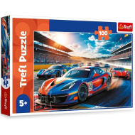 Mașini rapide pe pista de curse - puzzle de 100 de piese - Trefl