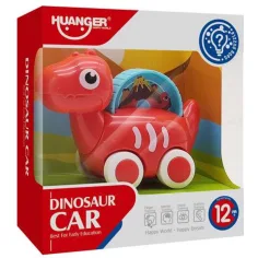 Mașinuță de bebe dinozaur roșu cu filmuleț 10,5cm