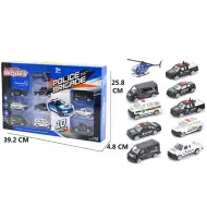 Mașinuțe de poliție metal cu elicopter 10 bucăți set