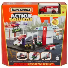 Matchbox: Set de joacă cu stația de salvare cu elicopter - Mattel