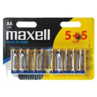 Maxell: Baterii alcaline 1.5V AA LR6 5+5 bucăţi în pachet blister