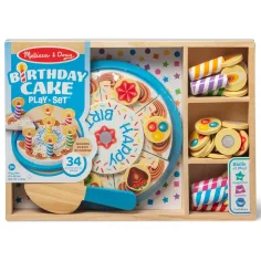 Melissa&Doug: Set de joacă din lemn cu tort de ziua de naștere - Spin Master
