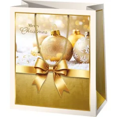 Merry Christmas geantă de cadou de culoare aurie 26x13x33cm