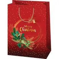 Merry Christmas pungă cadou mare culoarea roșie 27x14x33cm