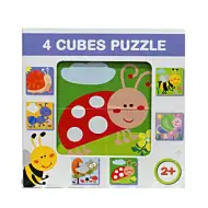 Cub de puzzle cu animale de pădure 4 bucăți 