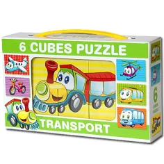 Mini cuburi de poveste cu vehicule vesele 6buc - D-toys