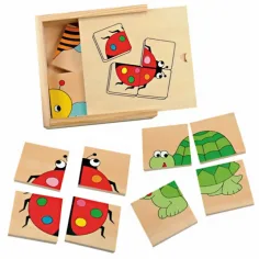 Mini puzzle din lemn cu piese de tipul imagine