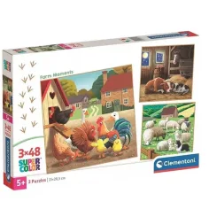 Momente de fermă 3x48buc Super Color puzzle - Clementoni
