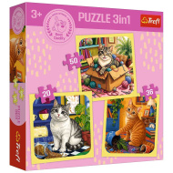 Momente fericite cu pisici 3 în 1 puzzle cu 50, 36 și 20 de piese - Trefl