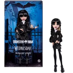 Monster High x Wednesday – Papusa Wednesday Addams cu accesorii – Mattel