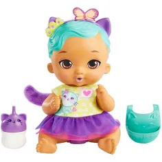 My Garden Baby: Îngrijire Edi-Bebi – păpușă pisicuță turcoaz, 30 cm – Mattel imaginea 2