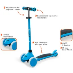 On and Go trotinetă trei roți culoarea albastră - Mondo Toys imaginea 2