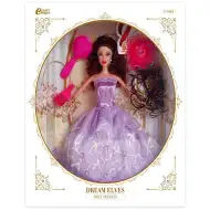 Păpușă de modă cu păr și accesorii haine culoarea mov 30cm