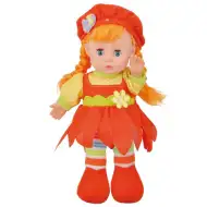 Păpușă din textil cu părul roșcat și șapcă roșie 30cm