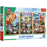 Patrula Cățelușilor Insula Dinozaurilor - puzzle 3 x 80 piese - Trefl