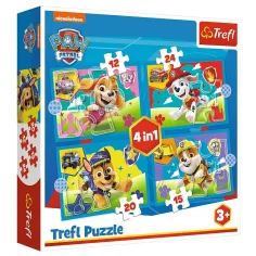 Paw Patrol: Câini jucăuși 4 în 1 set de puzzle - Trefl