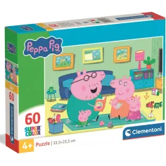 Peppa Porcul distracție în familie puzzle Supercolor de 60 de piese - Clementoni