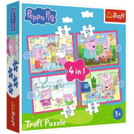 Peppa Purcelușa - puzzle 4 în 1 cu 12, 15, 20, 24 piese - Trefl