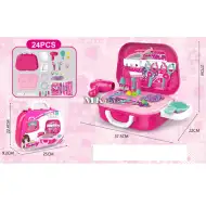 Pink 24 bucăți set înfrumusețare în valiză cu accesorii