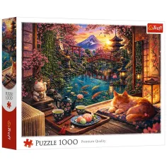 Pisica în grădina de cireși puzzle 1000 de piese - Trefl