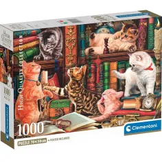 Pisici Curioase HQC puzzle de 1000 de piese cu poster - Clementoni
