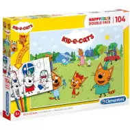 Pisici mini Double 2 in 1 puzzle două părți se poate colora 104 bucăți - Clementoni