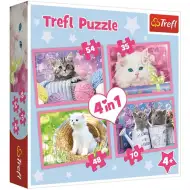 Pisicuțe amuzante 4 in 1 de 70-54-48-35 bucăți puzzle - Trefl