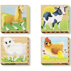 PlayBio Animale de curte 4 in 1 puzzle lemn - Quercetti imaginea 2