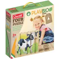 PlayBio Animale de curte 4 in 1 puzzle lemn - Quercetti