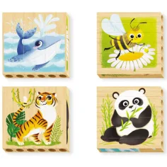 PlayBio Animale pe cale de dispariție 4 in 1 puzzle lemn - Quercetti imaginea 2