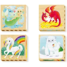 PlayBio Creaturi fantastice 4 in 1 puzzle lemn - Quercetti imaginea 2