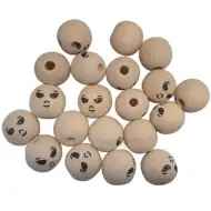 PlayBox: Bile de lemn cu fețe diferite, diametru de 22mm, 20 bucți.
