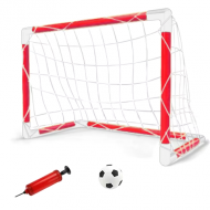 Poartă roșie de fotbal set cu minge și plasă 41x62x30cm