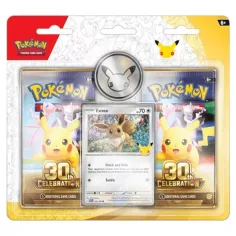 Pokémon TCG: 30 de ani de sărbătoare 2-Pack Blister – Dublu Larg (promo Eevee + monedă Pikachu)