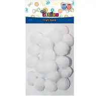 Pompon set alb 25mm 25 bucăți