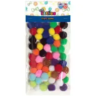 Pompon set colorat 15mm 60 bucăți