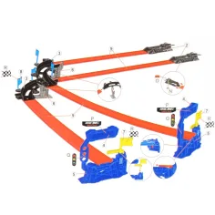 Power Track: 22 bucăți Set pistă de curse cu intersecție și 2 mașini mici 1/64 imaginea 2
